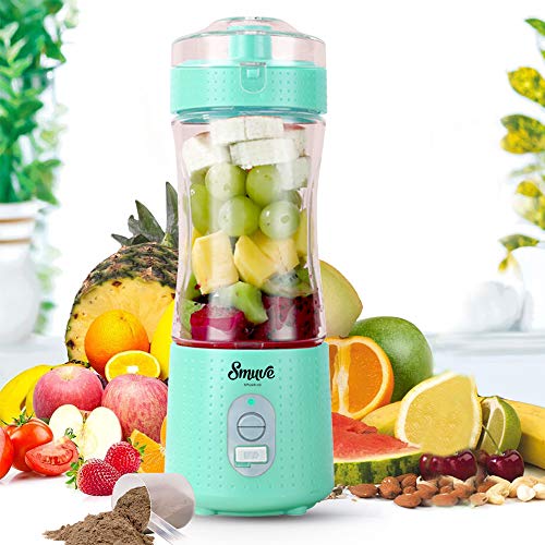 SMUVE |Batidora Portátil USB y Procesador de Comida |13oz |Batería Recargable |para Todo Tipo de Batido y Licuado en Casa |Oficina |Exteriores |Gimnasio |Compañero de Viaje (Teal)