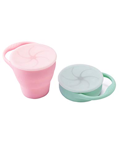 Snack Catcher Plegable Taza de Merienda de Silicona - Sin BPA Recipiente para Aperitivos con Tapa Tazas de Comida para Frutas, Galletas, Aperitivos VHFIStj