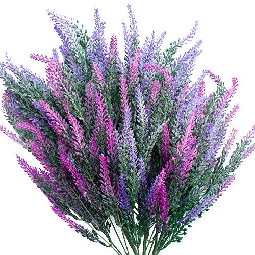 SnailGarden Lot de 6 Flores Artificiales de Lavanda,Ramo de Lavanda & Bolsa de Papel Marrón pour Mariage,Fiançailles,Décoration Intérieure ou Extérieure