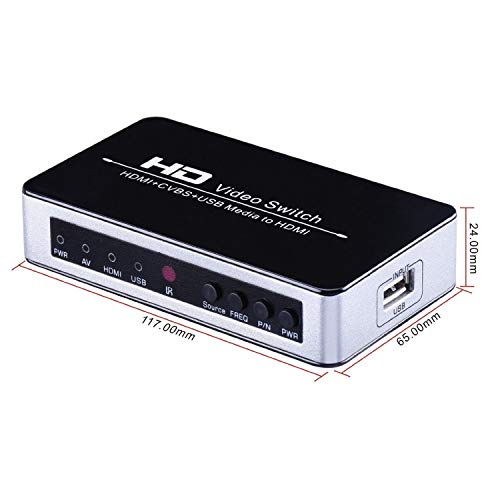 SNOWINSPRING Convertidor HDMI/AV/USB una HDMI PlayBlack Convertidor AV una HDMI/USB HD Video (Enchufe de la UE)