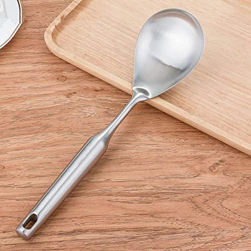 SNOWINSPRING Cuchara de Cocina, Cucharas de Servir Grandes de Acero Inoxidable, Plateado, Paquete de 2