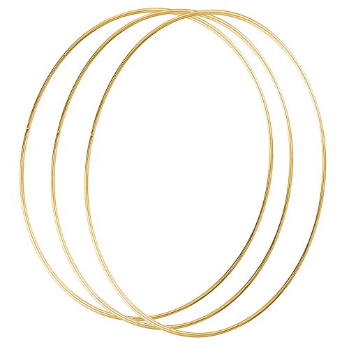 Sntieecr - Juego de 3 anillos de aro de metal de 10 pulgadas, diseño floral de macramé, oro para hacer decoraciones de corona de boda, atrapasueños y macramé para colgar en la pared