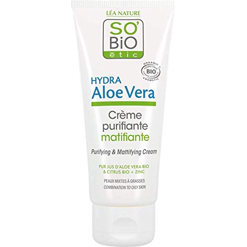 So'Bio Étic Crème Matifiante au Pur Jus d'Aloe Vera Bio Tube de 50 ml