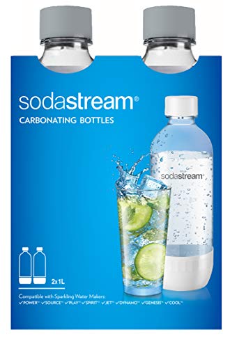 SodaStream - Juego de 2 Botellas para Carbonatar Agua (1 L), Gris