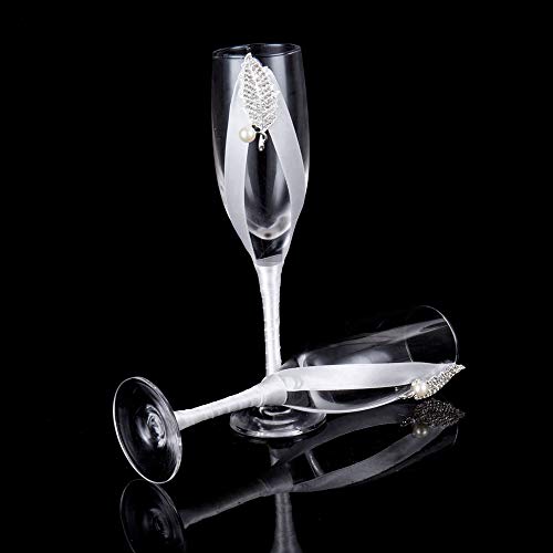 SODIAL 2 Unid/Set Regalo Creativo Nupcial y Novio Champagne Flautas Gafas de Boda Conjunto Copa Tostando Copa de Bodas