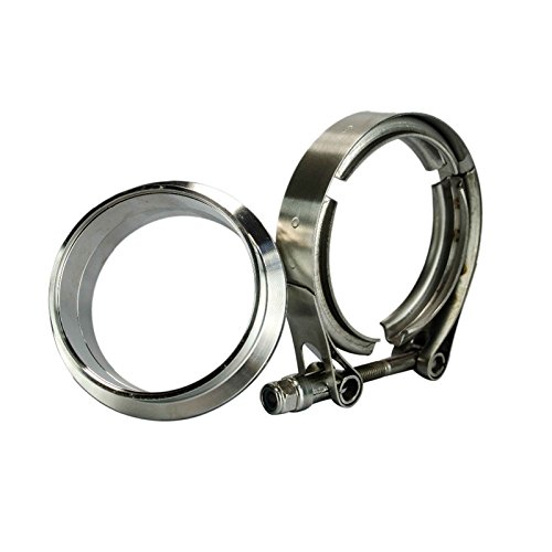 SODIAL 3'' Pulgadas SS304 V Banda Abrazadera INOX M/F 3 v Banda de Bajada del Escape Turbo