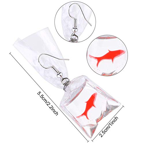 SODIAL 4 Parejas De Resina Pendientes De Peces De Colores Pendientes con Bolsa De Agua De Pescado para Mujeres y Ni？as