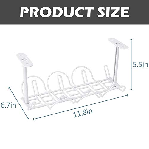 SODIAL Desk Cable Management 2 Pack Cable Management Tray Wire Cable Tray Organizer para Oficina y Hogar, Blanco