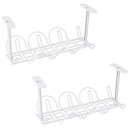 SODIAL Desk Cable Management 2 Pack Cable Management Tray Wire Cable Tray Organizer para Oficina y Hogar, Blanco