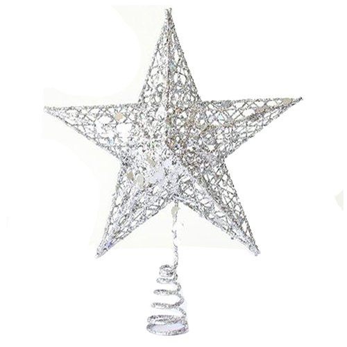 SODIAL(R) Ornamento del arbol de Navidad arbol de Navidad Decorativo Cap Top arbol Decorativo Festival del arbol(15CM Estrella de Cinco Puntas de Plata)