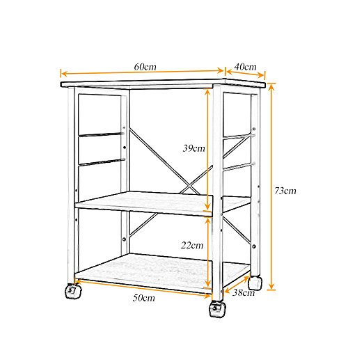 soges Estante para Máquina de Café de Microondas de 3 Gradas Almacenamiento para Cocina Gabinete Estante para Cocina con Carrito de Servicio,W4-BK-2020