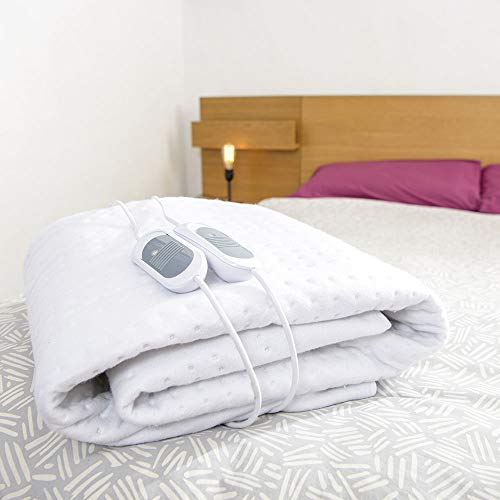 Solac CT8624 Norway + :Calientacamas con 4 capas de tejido; densidad 400GR/M2; manta para cama con 3 temperaturas y conector extraíble; bajo consumo eléctrico; dimensiones: 150x140cm; blanco