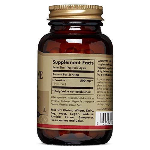 Solgar L-Tirosina Cápsulas vegetales de 500 mg - Envase de 50