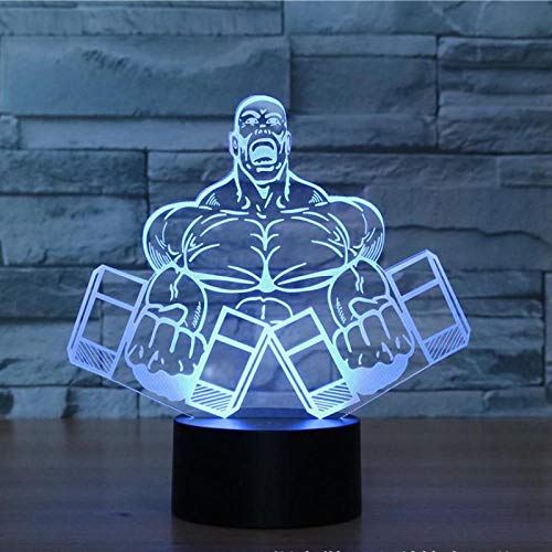 Solo 1 pieza nueva lámpara 3d con mancuernas para fitness LED táctil control remoto de siete colores luz nocturna LED accesorios de iluminación 3d acrílicos