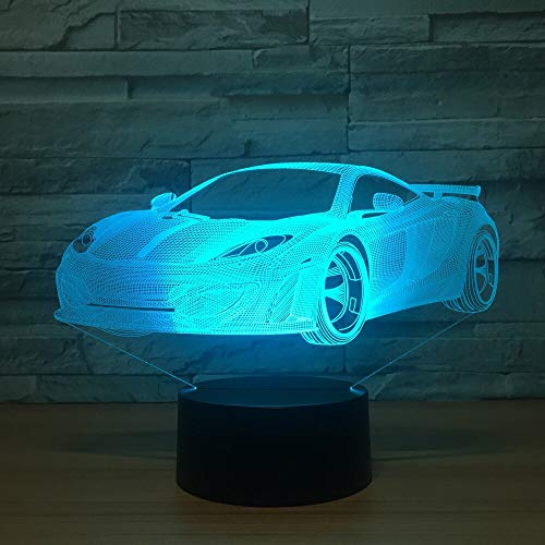 (Solo 1) Super Racing Car 3D Lámpara de 7 colores Visual LED Luces nocturnas para niños Touch Usb Table Lampara Lampe