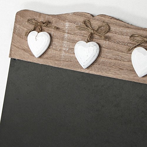 Sólo 40 x 24 cm Madera Contempo Shabby Chic Memo Pizarra con Corazones apenados decoración de la Cocina, Color Negro