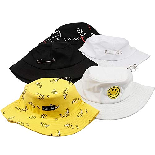 Sombreros De Cubo con Estampado De Plátano Fresco De Verano para Mujer, Sombrero De Pesca con Patrón De Queso Al Aire Libre De Poliéster, Gorros Negrosenvío Gratis