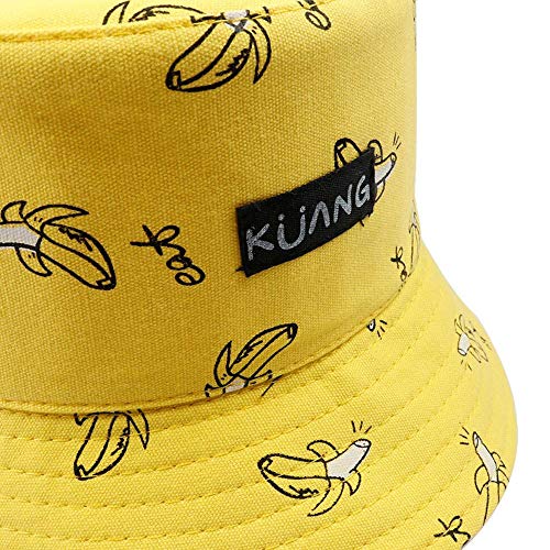 Sombreros De Cubo con Estampado De Plátano Fresco De Verano para Mujer, Sombrero De Pesca con Patrón De Queso Al Aire Libre De Poliéster, Gorros Negrosenvío Gratis