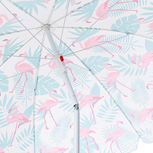 Sombrilla Playa Flamenco Rosa Acero de Ø 180 cm - LOLAhome