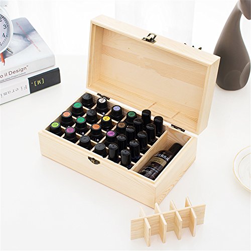 Songlela Caja Aceites Esenciales, Portátil Caja de Madera para Almacenamiento de Aceites Esenciales 36 Botellas, Viajes, Presentaciones, Esmalte de Uñas y Más