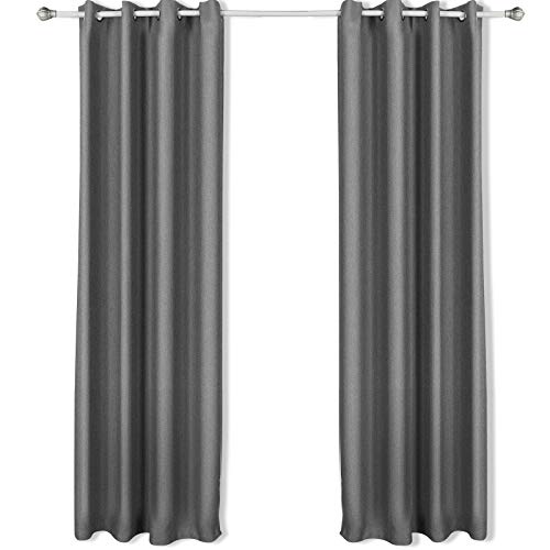 SONGMICS Cortinas de 2 Piezas, Cortina Ocultante con 8 Ojales, 145 x 245 cm, Gris Plateado LRB245G-2