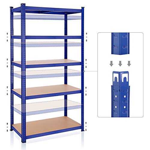 SONGMICS Estantería de 5 Niveles, 200 x 100 x 50 cm, Carga de 875 kg (175 kg por nivel), Estantería para Cargas Pesadas, Estante Ajustable en Altura, para Garaje, Sótano, Azul GLR050Q01