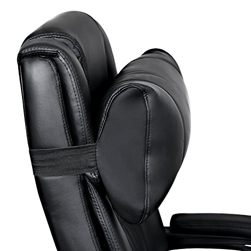 Songmics OBG71B Racing -Silla de Escritorio/ Computadora Ergonómica con Reposapiés Plegable, PU, Metal Cromado, color Negro 150 kg