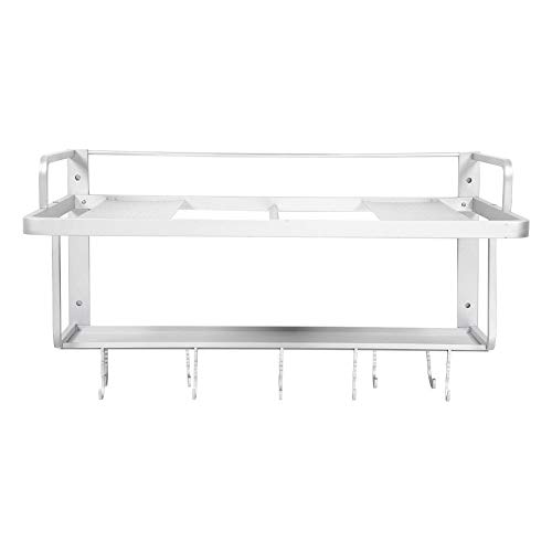 Soporte de microondas espacio estante de aluminio para horno de microondas doble capa soporte de pared para cocina, 55 x 38.5 x 25 cm