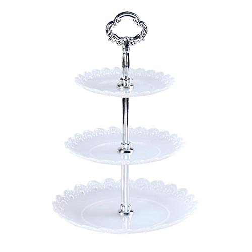 Soporte Para Tartas 3 Pisos, Soporte Cupcake, Bandeja Para Tartas Redondas De Plastico, Stand Cupcake Y Plato De Fruta, Blanco/Negro/Azul/Transparente