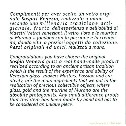 SOSPIRI VENEZIA - Reloj de mesa cuadrado de cristal de Murano, árbol de la vida, 9 x 9 cm, técnica vitrofusión, decoración murrina y hoja dorada, hecho a mano por artesanos venecianos
