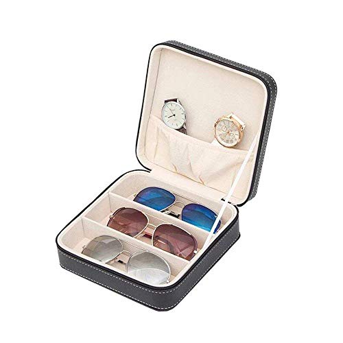 Soul hill 3-Ranura de Desplazamiento de Gafas de Sol Organizador del colector - imitación de Cuero de la joyería de Almacenamiento Caja de la Caja zcaqtajro