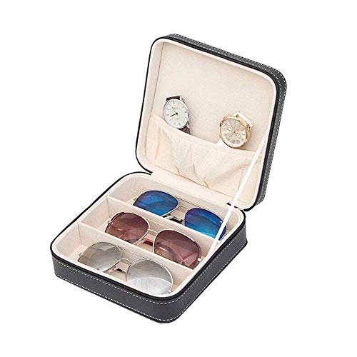 Soul hill 3-Ranura de Desplazamiento de Gafas de Sol Organizador del colector - imitación de Cuero de la joyería de Almacenamiento Caja de la Caja zcaqtajro