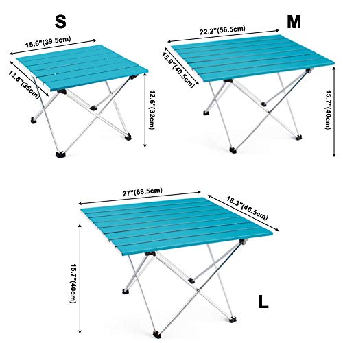 Soul hill De Aluminio Que acampa Plegable de Mesa, portátil Ligero Plegable Tabla de Peso for Picnic, Camp, Playa, Pesca, Barbacoa (Color : Silver, Size : S Unfolded: 15.6)