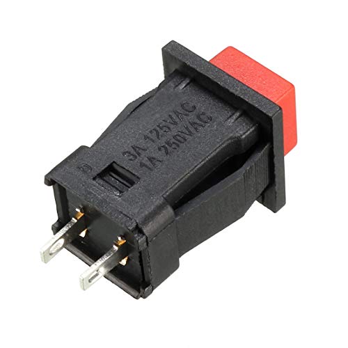 sourcing map 20 Pcs Interruptor de pulsador de bloqueo cuadrado rojo SPST NO Orificio de montaje de 12 mm