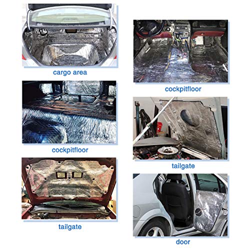 sourcing map Coche Insonorizante Estera Forro Aluminio Papel Adhesivo 5mm de Espesor Espuma Aislante de Calor Aislamiento Térmico Acústico Impermeable Hidrófugo Sonido Amortiguador 60cm x 100cm