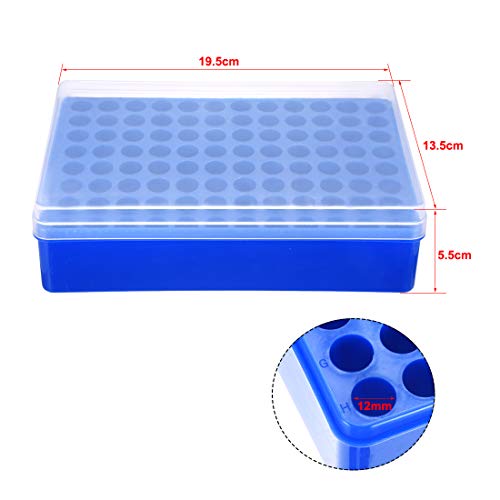 sourcing map estante de tubos de 2 piezas, polipropileno, 96 pocillos, azul para 1,5 ml, 1,8 ml, 2 ml