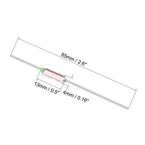 sourcing map Fusible térmico de 250V 15A TF de Corte de circuito de temperatura a los 200 grados Celsius 5 unidades