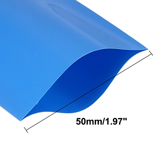 sourcing map Tubos Termorretráctiles de PVC 50mm para 18650 de Película retráctil de 2 x 5m azul