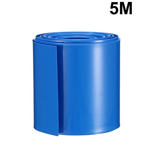 sourcing map Tubos Termorretráctiles de PVC 50mm para 18650 de Película retráctil de 2 x 5m azul