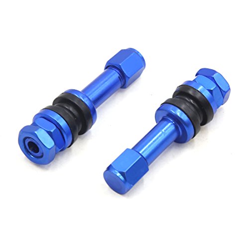 Sourcingmap – 4pcs Azul anclaje atornillado rueda llanta válvula de vacío neumático w Dust Cap Para Coche Auto