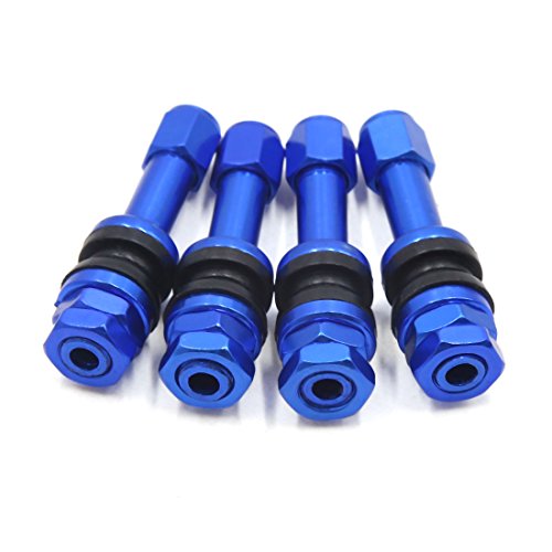 Sourcingmap – 4pcs Azul anclaje atornillado rueda llanta válvula de vacío neumático w Dust Cap Para Coche Auto