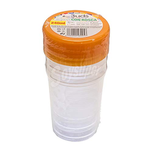 SP Berner - Taper contenedor de Comida y liquidos 240ml Redondo con Rosca, Libre de Bisfenol A (BPA) - 3 Unidades