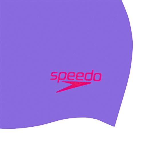 Speedo Gorro Liso Moldeado de Silicona Junior natación, Unisex-Youth, Violeta/Rojo, Talla única