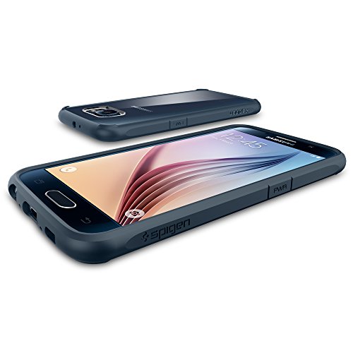 Spigen Funda Galaxy S6, Carcasa [Ultra Hybrid] Tecnología de amortiguación de Aire y protección híbrida contra caídas para Samsung Galaxy S6, Pizarra de Metal