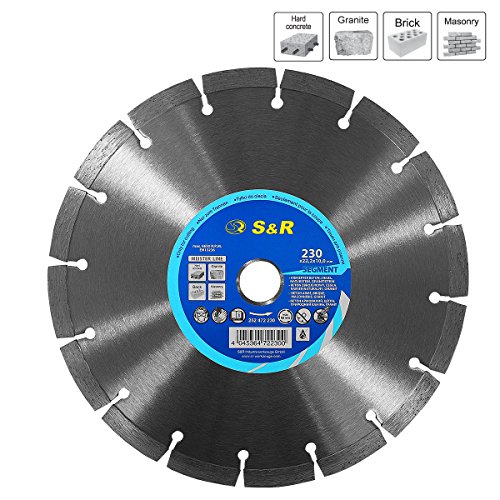 S&R Disco 230 Diamante x 22,2 x 10 2,6 mm para Hormigón, Hormigón armado, Granito, Piedra natural, Ladrillo