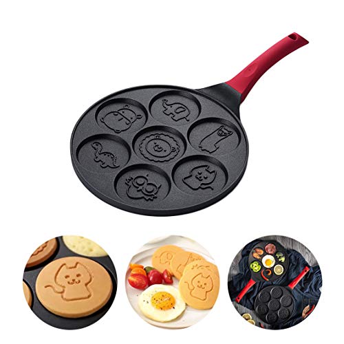 SRMTS Animals Pancake Pan Molde Antiadherente para panqueques Revestimiento Antiadherente de Doble Capa Mango táctil de Resistente al Calor