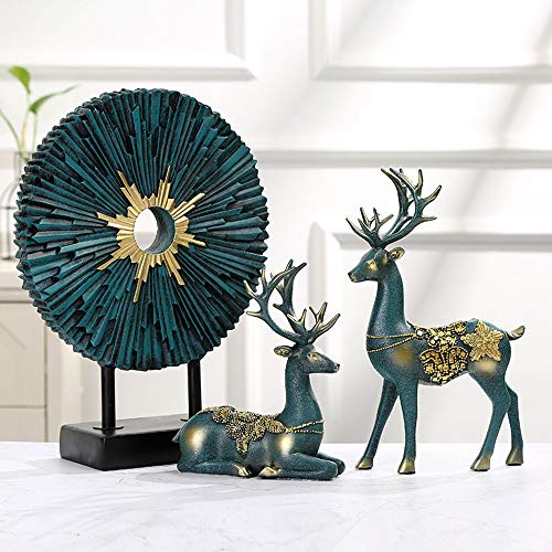 SSRSHDZW Pareja Elk Escultura Resina Artesanía Joyas Sala De Estar Hogar Vinoteca Decoración Regalo Navidad Decoración