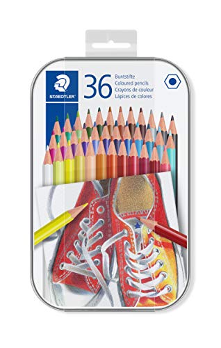 STAEDTLER 175 M36 ST Lápices de colores con forma hexagonal, Caja con 36 colores Variados