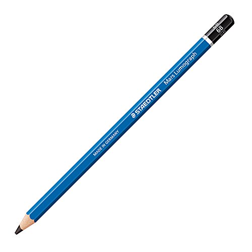 Staedtler Mars Lumograph - Lápices de madera (6B, grafito, 12 unidades), azul