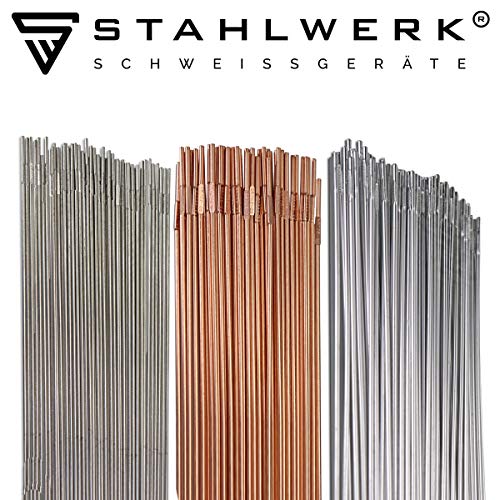 STAHLWERK ER70S-G3 - Varillas de soldadura de acero y ER307Si, de aleación de acero inoxidable y aluminio ER4043Si5, 1,6 x 500 mm de diámetro, 0,8/1 kg